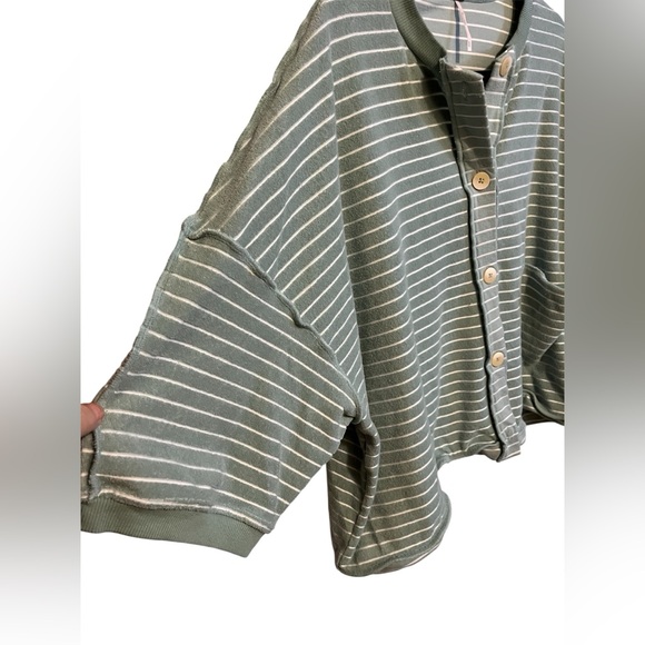 FREE PEOPLE MATILDA STRIPED TERRY CARDIGAN - Picture 11 of 16